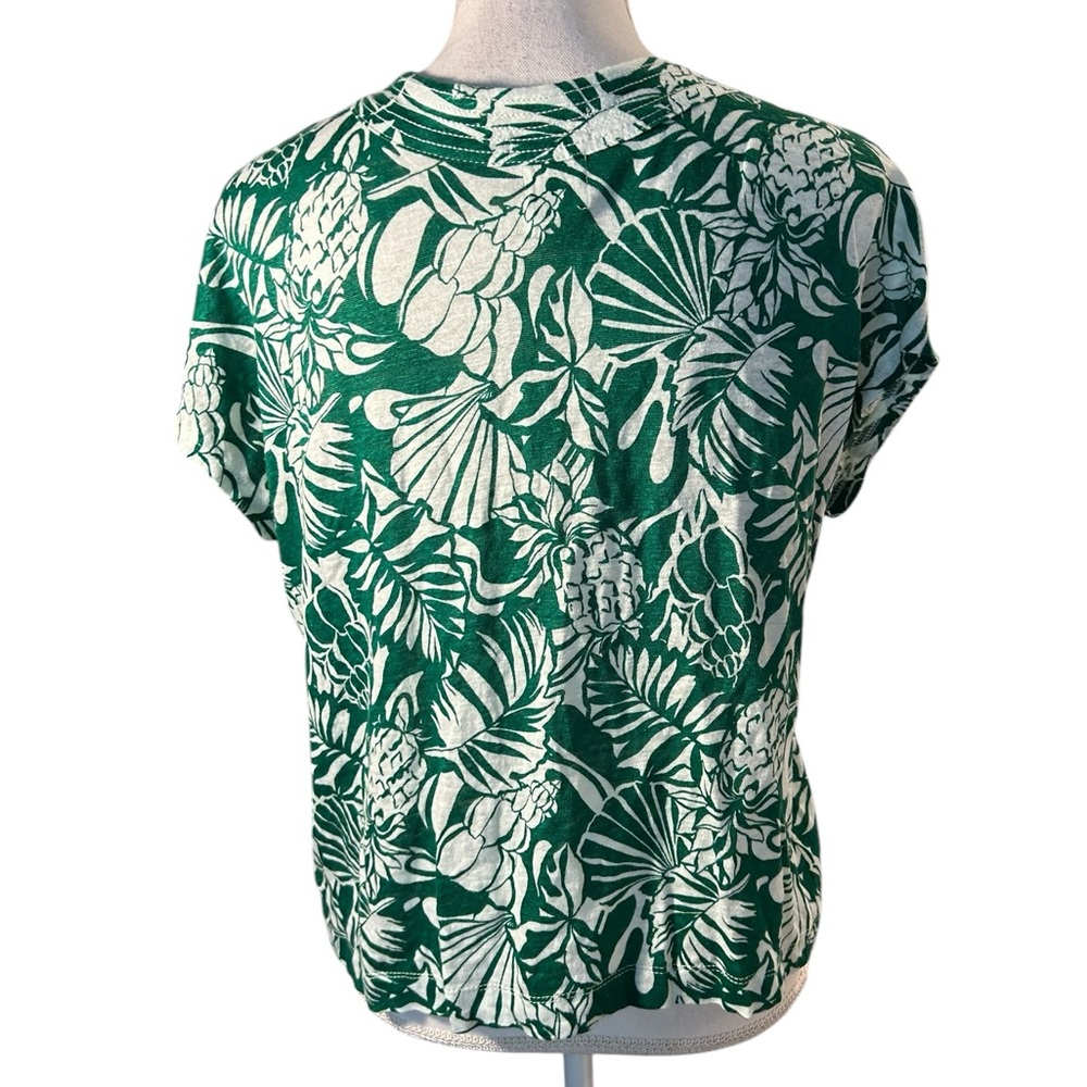 Joie 100% Linen Pineapple Green Leaf Top - Picture 2 of 7